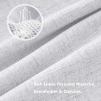 MIULEE 100% Blackout Linen Curtains 42 x 63 Inch Grayish White 2 Panels | - Image 3