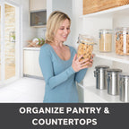 OGGI Clear Canister Airtight 61oz - Clamp Lid & Spoon - Airtight Food Storage Containers, Ideal for Kitchen & Pantry Storage of Bulk, Dry Food Including Flour, Sugar, Coffee, Rice, Tea, Spices & Herbs
