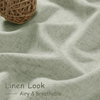 Sage Green Linen Curtains 63 Inches Length 2 Panels Set - Image 5