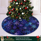 Christmas Blue Purple Snowflake Tree Skirt, Seasonal Tree Mat Holiday Party Supplies Ornaments Indoor Outdoor Decorations for Tabletop Trees 35.4 Inches
