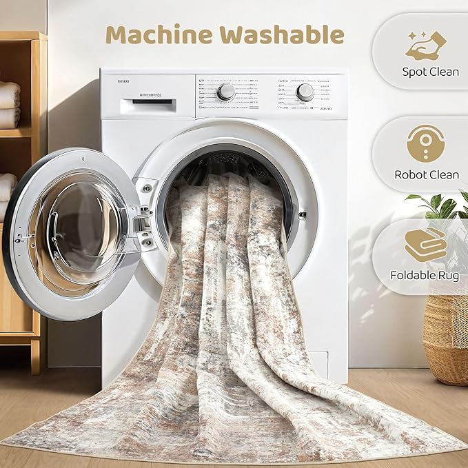 LOONGRUG 9x12 Area Rug Washable Large Neutral Modern Living Room Rugs | - Image 2