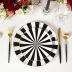 Christian Siriano Empire Porcelain Dinnerware, 24-Piece Plates and Bowls Set, Black and White Dish Set for 8, Gold Trim, Hand Wash Only