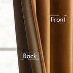MIULEE Velvet Curtains 52x90 inches 2 Panels Gold Brown Blackout Curtains | - Image 6
