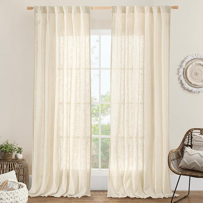 Natural Linen Curtains 120 Inch by LAMIT