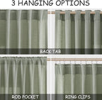 Desert Sage Linen Curtains for Living Room 105 Inches Long Light Filtering Semi - Image 2