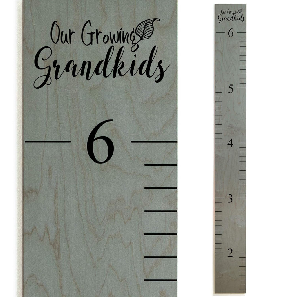 Wooden Growth Chart – Kids Height Chart, Wall Measurement for Kids, Height Chart for Wall, Growth Ruler for Children – Our Growing Grandkids, Gray (63"x6.7")