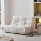 Bean Bag Chair for Adults, Oversized Loveseat Fireside Chair Comfy Lazy Floor Sofa, 2 Seater Lazy Sofa Couch Memory Foam Bean Bag for Living Room, Bedroom Apartment Office (Beige)