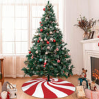 36" Large Christmas Tree Skirt, Red and White Peppermint Candy Round Pattern Tree Mat Base Cover for Xmas Festive Holiday Party Decoration Ornaments