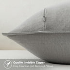 MIULEE Decorative Linen Euro Sham Pillow Covers 24x24 Light Gray | Boho - Image 3
