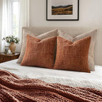 MIULEE Chenille Textured Fall Throw Pillow Covers Burnt Orange 18x18 | Set of 2 - Image 5