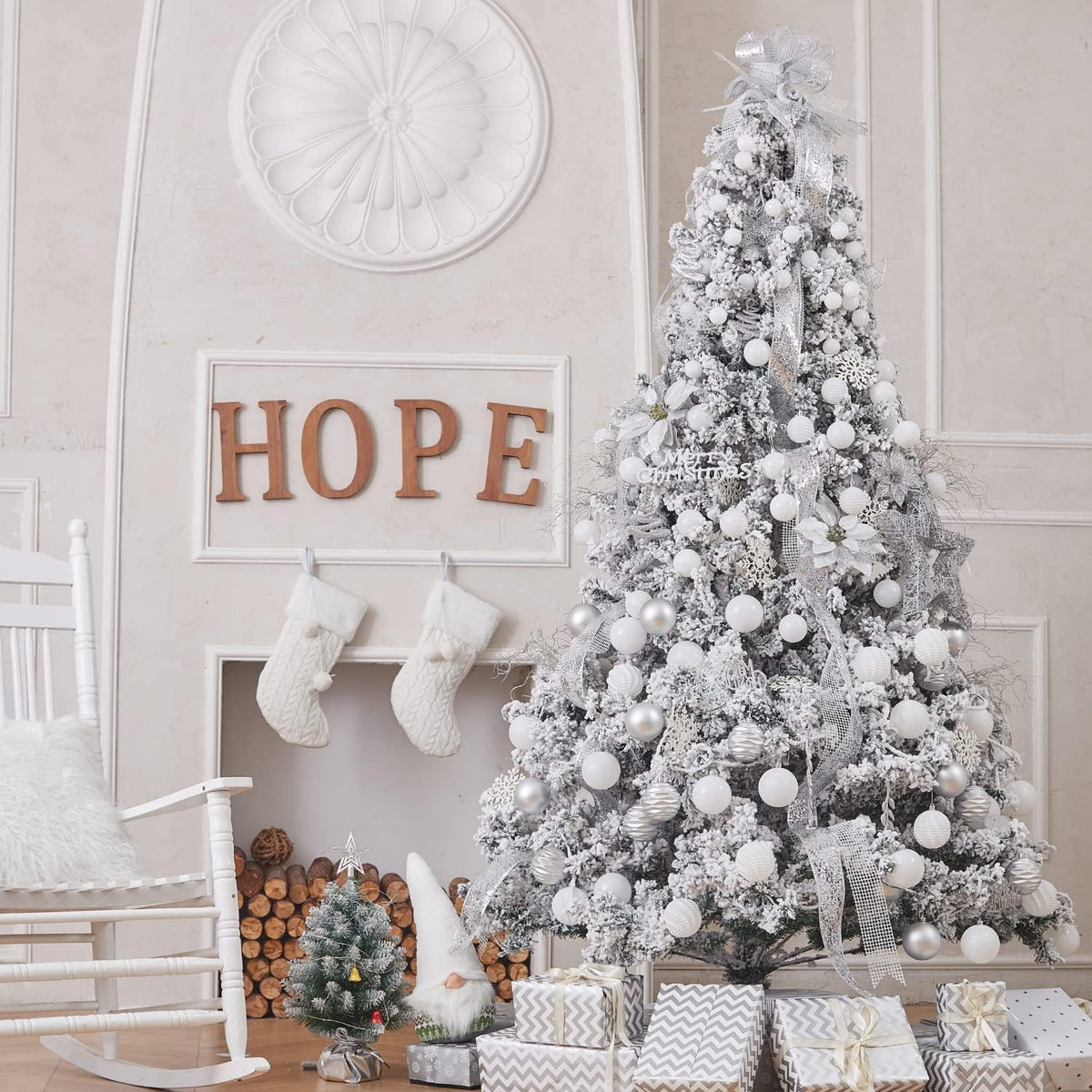 XmasExp 16ct Christmas Balls Ornaments - Shatterproof Large Hanging Ball Decorative Xmas Balls for Halloween Decorations Holiday Wedding Party Xmas Tree Decoration(3.15"/80mm, White)