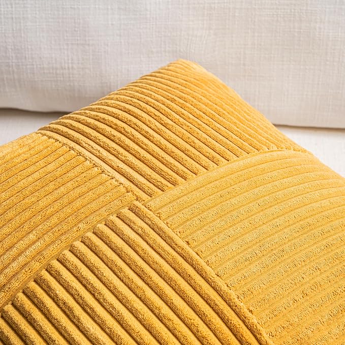 Fancy Homi 2 Packs Gold Yellow Samll Decorative Throw Pillow Covers 14x14 Inch - Image 3