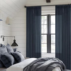 Pinch Pleated Extra Long Navy Linen Curtains 120 Inches Long | Farmhouse Modern - Image 7