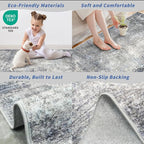 2x8 Washable Non-Slip Hallway Runner Rug – Modern Coastal Abstract Neutral - Image 4