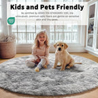 Tie-Dyed Light Grey Round Area Rug 4ft, Ultra Soft Bedroom Circle Rugs - Image 4