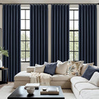 MIULEE Navy Blue Pinch Pleated 100% Blackout Linen Curtains 40x108 Inches | - Image 7