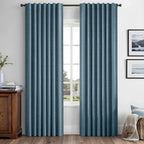 MIULEE 100% Blackout Linen Curtains 42 x 90 Inch Stone Blue 2 Panels | Thermal by MIULEE