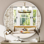 32 Inch Silver Round Bathroom Mirror - Wall Mounted Circle Mirror with Metal Frame, Modern Mirror Suitable for Bathroom, Vanity, Entryway, Living Room, Wall Decor