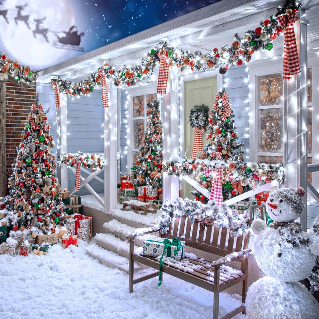 120 LED White Christmas Lights Outdoor, 40ft 8 Modes White Christmas String Lights Clear Wire, Plug in Waterproof Twinkle Fairy Lights for Indoor Outdoor Bedroom Wedding Tree Christmas Decorations
