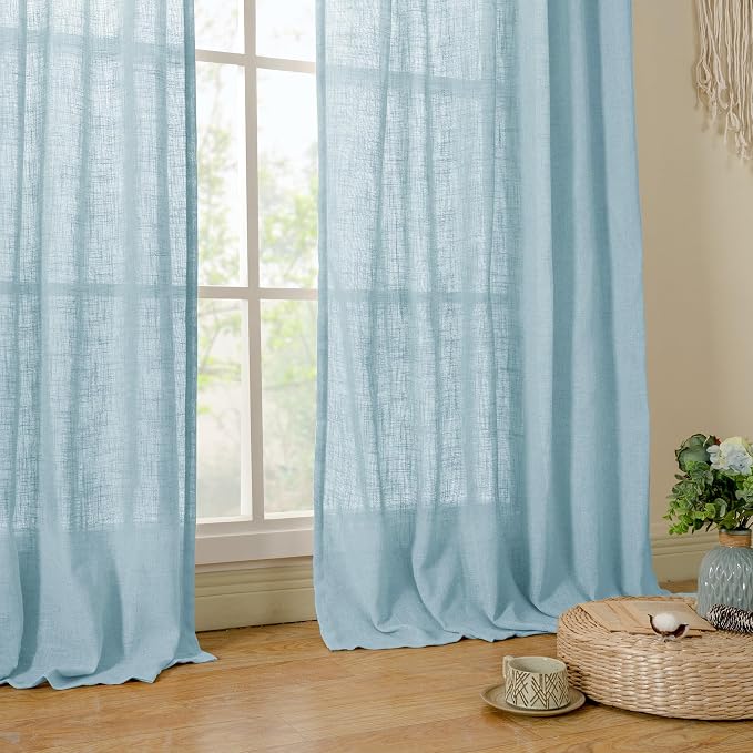 Semi Sheer Linen Curtains 45 Inches Long - Image 9