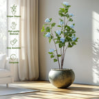Fake Plants Home Decor Artificial Plants Outdoor Hydrangea Artificial Plants Indoor Fake Tree Living Room Decor Artificial Tree Porch Decor Fiddle Leaf Fig Tree 6Ft (Blue)