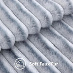 decorUhome Fall Faux Fur Throw Pillow Covers 18x18 Set of 2 Grey White | - Image 3
