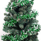 Anderson's Green & Silver Sparkle Glitter Metallic Tinsel Twist for Trailer Or Golf Cart, 4 inches Wide x 25 ft Long, Christmas, Birthday, Patriotic and Holiday Garland Decor for Parties and Parades