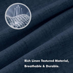 MIULEE 100% Blackout Linen Curtains 42 x 96 Inch Midnight Blue 2 Panels | - Image 3