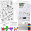 Natonhi 239Pcs Heat Shrink Plastic Sheets Keychain Kit, Including 40 Shrinky Art Paper,6 Traceable Picture, Hole Punch, Pencils, Keychains Accessories for Kids Shrinky Dinks Creative Craft Marking