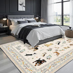 Beige Area Rug 5x7 for Bedroom Livingroom | Ultra-Thin; Boho Style; Low Pile; - Image 6