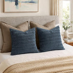 MIULEE Corduroy Decorative Throw Pillow Covers 20x20 Blue Pack of 2 | Soft Boho - Image 5