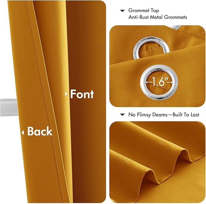 MIULEE Blackout Curtains for Bedroom 2 Panel 40x84 Inch Long Mustard Yellow | - Image 4