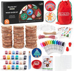 Shuttle Art Natural Wood Slices 70 PCS 2.8-3.1 Inches Craft Wood Ornament Kit, Unfinished Predrilled Wooden Circles with Hole, Jute Twine, Acrylic Paint, Markers for DIY Decoration