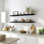 48 Inch Floating Shelves for Wall Rustic Black Wood Wall Shelves for Bedroom Set of 4