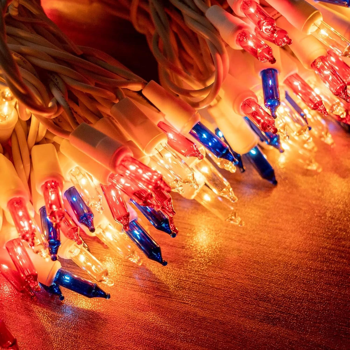 TW SHINE Red White and Blue 4th of July Lights, 20FT 100 Count Incandescent Patriotic Mini String Lights, Waterproof Independence Day Decorations for Outdoor Indoor Christmas Party Decor