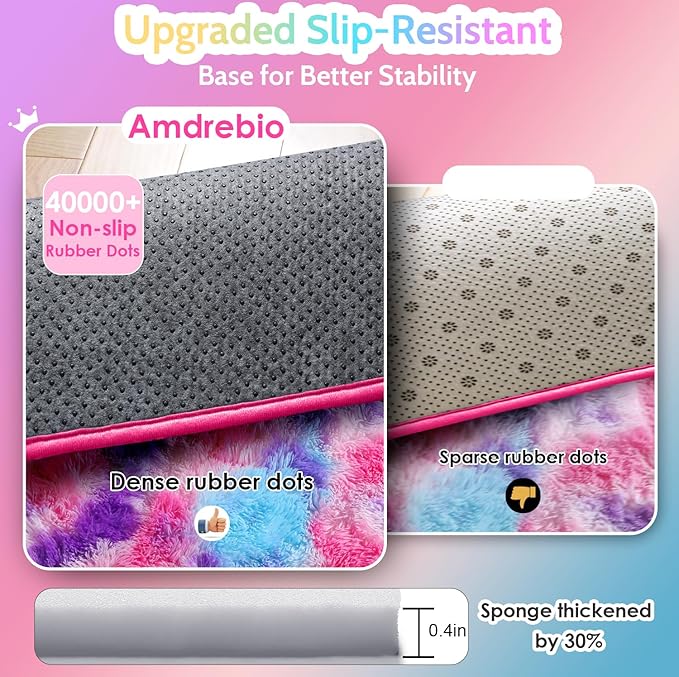 Amdrebio Pink Blue Purple Fluffy Area Rug 5Ft - Image 6