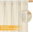 Light Beige Linen Semi Sheer Curtains 45 Inch - Image 3