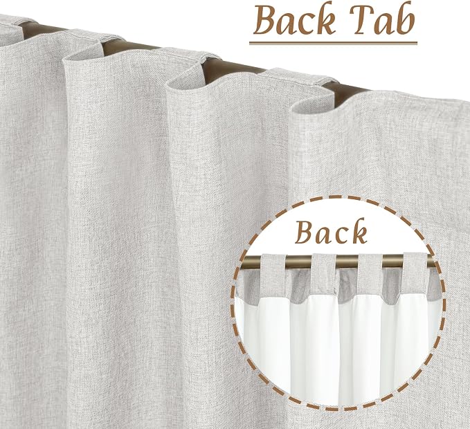 68 Inch 100% Blackout Natural Linen Curtains 2 Panels, Light Grey | Room - Image 6