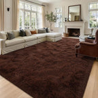 Noahas 4'x5'3'' Brown Fluffy Soft Area Rug Non-Slip - Image 2