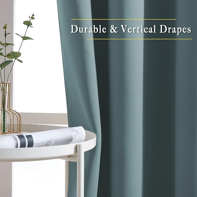 NICETOWN Greyish Blue Curtains 102 inches Long, Grommet Thermal Insulated Solid - Image 5