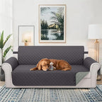 Reversible 45" Small Loveseat Sofa Covers, Dark Grey/Grey | Loveseat Covers - Image 2