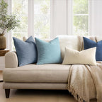 MIULEE Smoke Blue Chenille Couch Lumbar Throw Pillow Covers, 12x20 | Set of 2 - Image 3