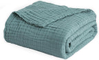 EMME Cotton Throw Blanket for Couch Soft Muslin Blankets 50"x60" Lightweight Breathable Blanket All Season Gauze Blanket, Teal