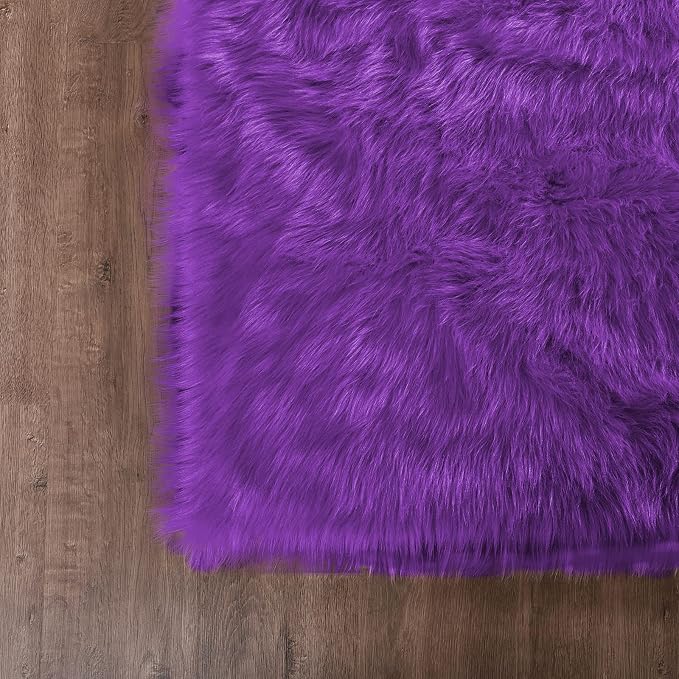 Goolela Purple Fluffy Sheepskin Rug 4x6 - Image 6