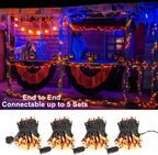 Brizled Halloween String Lights, 21.3ft 100ct Incandescent Purple & Green & Orange Halloween Lights Connectable, UL Certified Halloween Lights Black Wire Mini Light Set for Halloween Holiday Christmas
