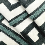 Alysheer Embroidered Lumbar Decorative Throw Pillow Cover 12"x 20", Classic Boho Geometric Embroidery Pattern Cotton Rectangular Cushion Case for Sofa Couch Living Room Bedroom (Navy Aqua)