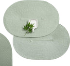 AHHFSMEI Placemats Set of 8 for Dining Table Washable Woven Vinyl Non-Slip 18x12 inches Placemat Heat-Resistant Durable Table Mats for Dining Table Easy to Clean (Sage Green, 8)