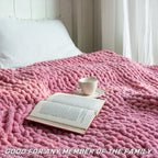 Chunky Knit Blanket - Luxury Soft Cozy 60 * 80 Throw Blanket,100% Woven Blanket Rope Knot Throw Blanket for Couch, Sofa, Home Decor, Gift - Machine Washable(Pink)