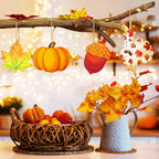 36PCS Wooden Fall Ornaments to Paint Thanksgiving Decorations, 6 Styles DIY Blank Autumn Unfinished Wood Maple Leaves Turkey Pumpkin Halloween Cutouts Ornament for Crafts Birthday Party Gifts Hanging