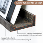 Picture Ledge Wall Shelves 48 Inches Width Set of 3, Solid Pine Wood Rustic Floating Ledge for Kids' Room Bedroom Kitchen Bathroom, Long Floating Shelves for Wall Decor, Grey